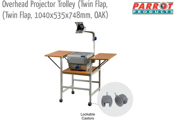 overhead projector trolley twin flap 1040 535 748mm oak