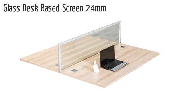 glass desk based screen 24mm