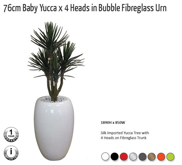 76cm baby yucca x4heads in bubble fibreglass urn