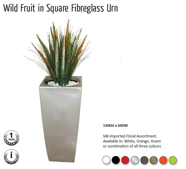 wild fruit in square fibreglass urn