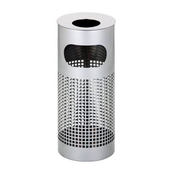 Stainless Steel Standing Ashtray Litter Bin Square Punch