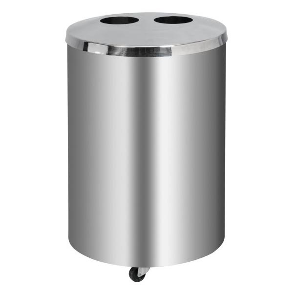 Recycling Bin 2-Division Stainless Steel Recycle Bin With Internal 2 Way Plastic Liners